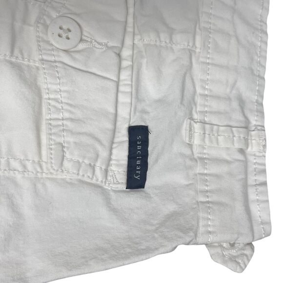 Sanctuary Women's White Flat Front Slash Pockets Rolled Cuff Cargo Shorts Sz 10 - Picture 9 of 10